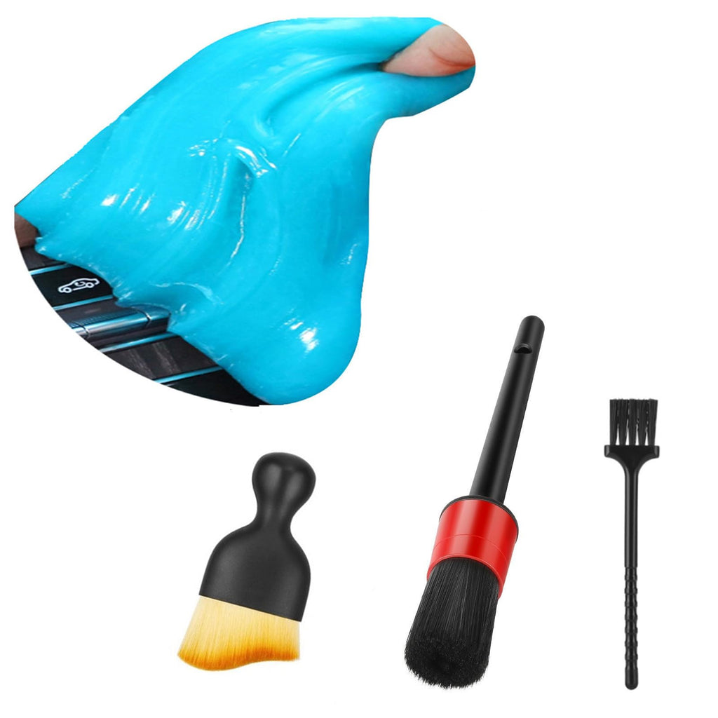 Car Interior Detailing Duster Brush Cleaning Gel Kit, Soft Dash Vent Dusting Car Slime Putty Detail Brushes Cleaner Accessories Essentials Supplies Tools for Auto,Truck,SUV,RV