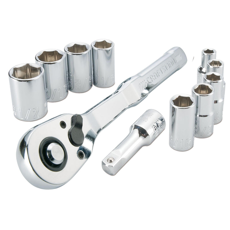 CRAFTSMAN Mechanics Tool Set, SAE, 1/4 Inch Drive, 11 Piece, 90-Tooth (CMMT34870)