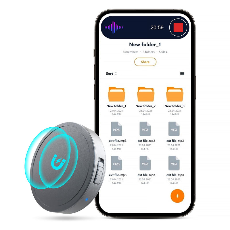 128G (1600 Hour) Magnetic Voice Activated Recorder - Nanezan Recording Device MP3 Records with 70 Hours Battery Time, USB-C Audio Recorder for Work, Lectures, Meetings, Interviews Gray-128GB