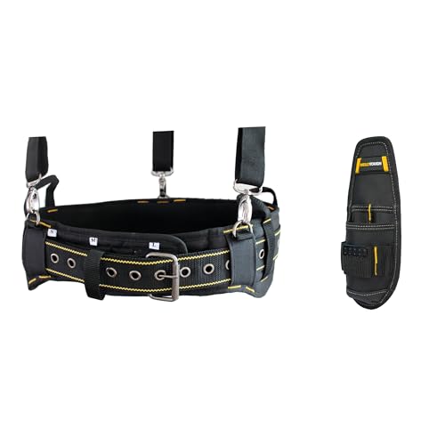MELOTOUGH 1 PCS Padded Tool Belt Construction Work Belt with 4 ring snap hook + Small Tool Pouch Min Work Organizer Tool Pouch and Knife Holder with Snap Clip