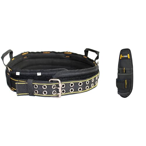 MELOTOUGH 1 PCS Padded Tool Belt with handle strap Construction Work Belt with 4 ring snap hook + Small Tool Holder, Min Work Organizer Tool Pouch and Knife Holder with Snap Clip