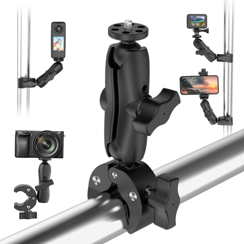 Taisioner Super Camera Clamp Mount 3.6" Socket Arm 360°Ball Head Magic Arm 1/4" Thread for Canon Nikon/Digital Camera/DSLR/Gopro/Insta360/LED Light(Gopro Adapter,Phone Holder) 3.6"Socket Arm