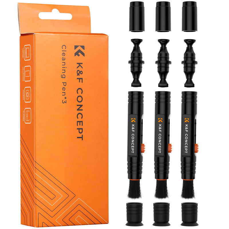 K&F Concept Professional Lens Cleaning Pen*3 with Soft Brush, Carbon Head Lens Cleaning Pen for Canon, Nikon, Pentax, Sony Digital Camera Cleaning,AR VR Glasses Cleaning