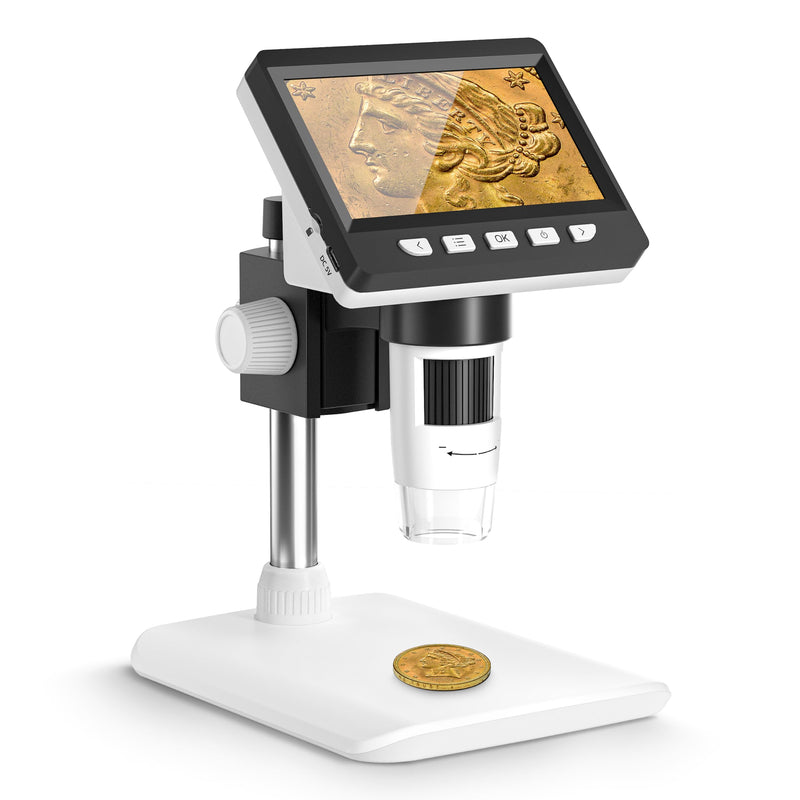 CIMELR 4.3 Inch Digital Microscope, 50X-1000X Resolution, USB Microscope with 8 Adjustable LEDs, Microscope for Adults / Children (307-B) 307-PL