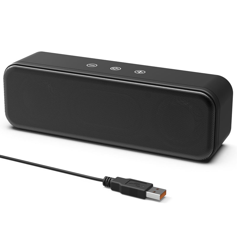 [Upgraded] USB Computer Speakers for Desktop PC, Laptop | Plug-N-Play | Small Soundbar with Crystal-Clear Sound, Loud Volume, Deep Bass, Touch Control, Compatible with Windows, macOS, ChromeOS, Linux 8Watt