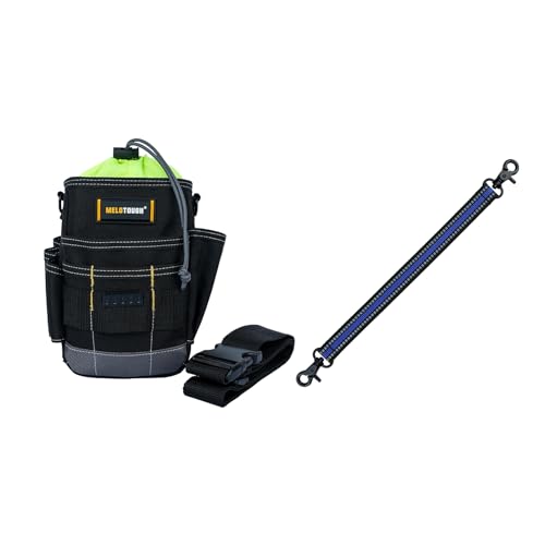 MELOTOUGH Tool Belt Pouches Electrician Tool Pouch with Belt Clip, Utility Top Drawstring Organizer Tool Pouch Bag, Tape Thong Electrical Tape Holder with Trigger Snap Hook for Tool Bag, Tool Belt