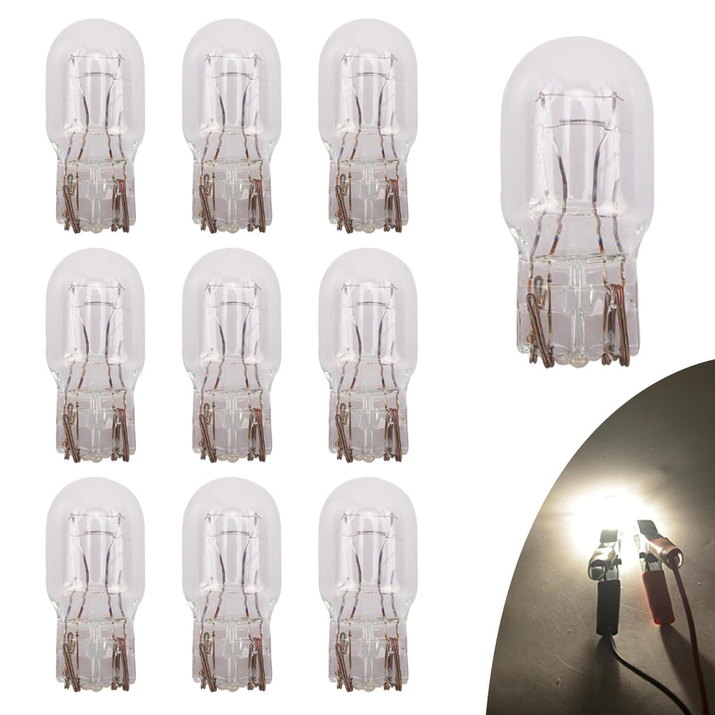 10 PCS Car T20 1891/7443 Dual Wire Brake Bulb, 12V 21/5W Super Bright Turn Signal Tail Light, DRL Indicator Light Micro Bulb Parts, Automotive Universal Lighting Accessory, for Cars (White) 10 PCS White #T20