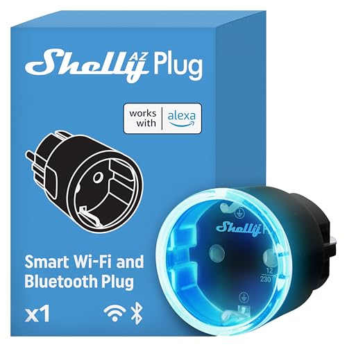 Shelly AZ Plug Black - WLAN Smart Socket, Power Measurement, 12 A, 2500 W, Frustration-Free Setup, Timer Switch, Alexa Certified Plug, Smart Home, No Hub Required, Heating & Cooling