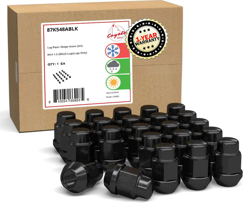 Wheel Accessories Parts 20 Pcs M14x1.5 14x1.5 Thread Bulge Acorn 1.4" Long Lug Nuts Black 3/4" 19mm Hex Fits Chevy Camaro Corvette ｜ Dodge Charger Challenger ｜ Ford Mustang ｜ Jeep Wrangler 20 Pack 3/4" Hex - Rainy Climate