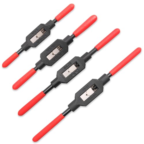 4 Pcs Adjustable Tap Wrench Screw Holder Reamer Hand Tool with Plastic Dipped Non-Slip Handle for Tap Reamer (1/4"-3/4", 3/16''-1/2'', 1/16''-3/8'', 1/16"-1/4")