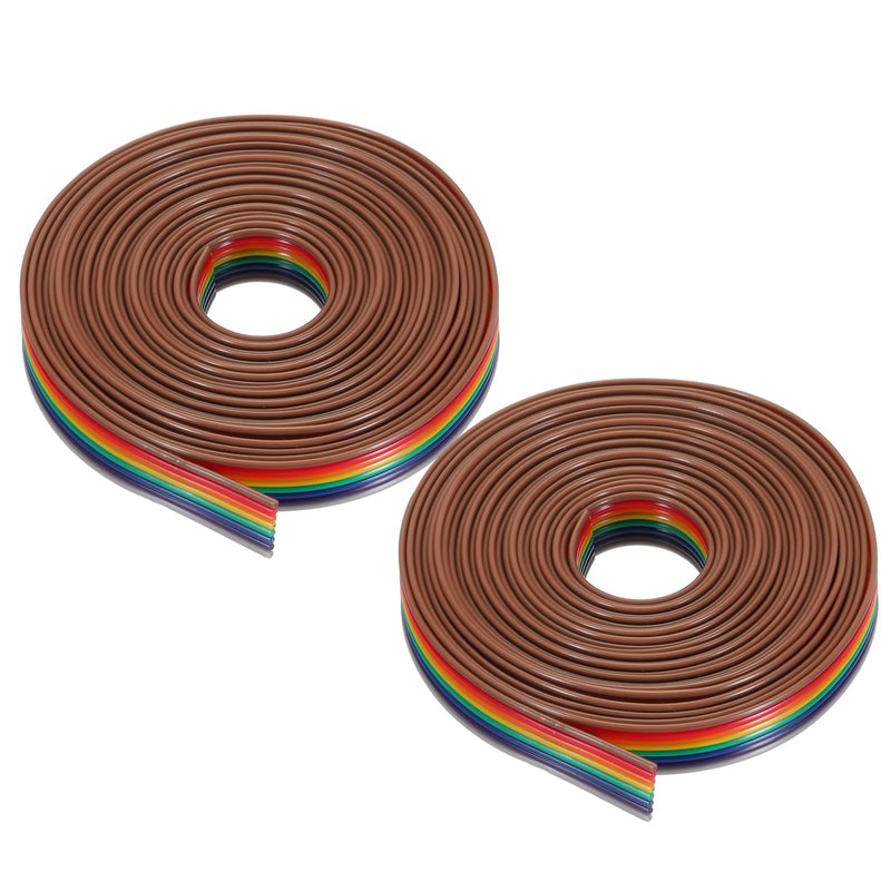 MECCANIXITY 2 Pcs 8 Pin Flat Rainbow Ribbon Cable 9.84FT 1.27mm Pitch Breadboard Jumper Wires for Electronic Projects