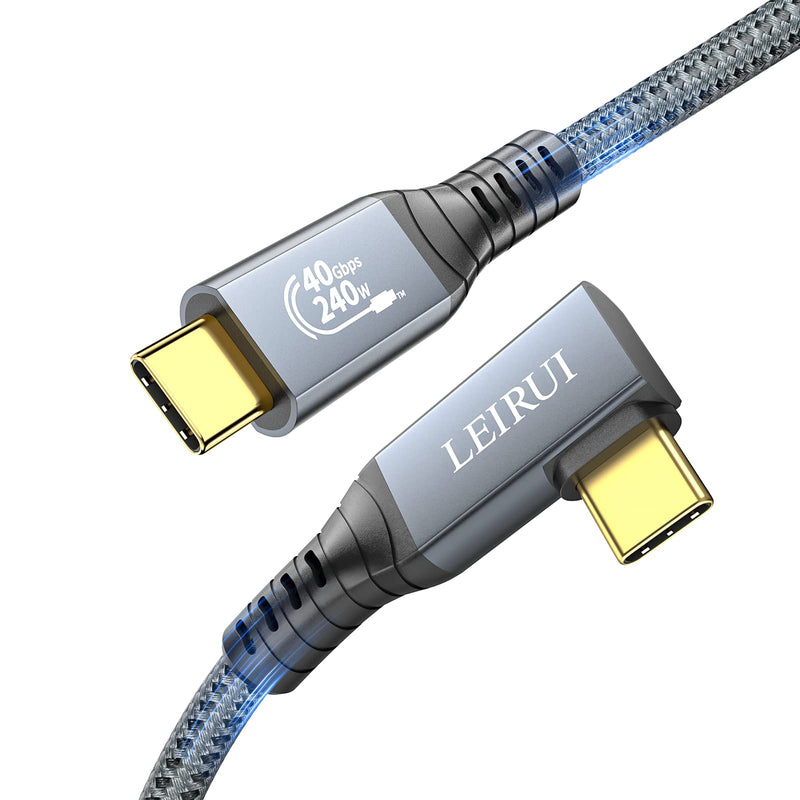 240W USB-IF Certified Thunderbolt 4 Cable, 40Gbps Data Transfer & 8K@60Hz Video Output, Right Angle USB4 Fast Charging, USB C to USB C Cable for iPhone 15 Pro, Laptop, Hub, Docking, Monitor 5FT 240W