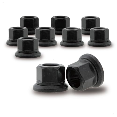 Flange Lug Nuts for Semi Truck, Hub Piloted, M22x1.5, Black, 10pcs Flanged Nuts-M22x1.5 10
