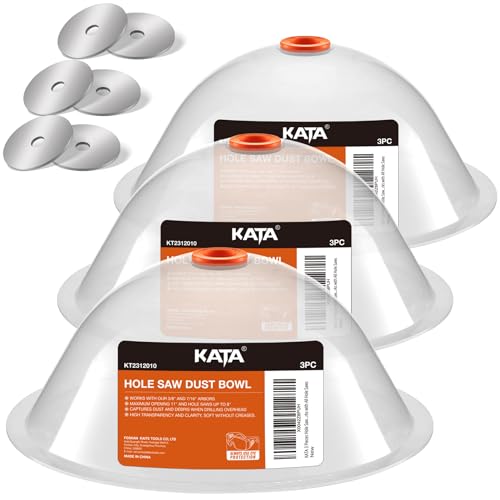KATA 3 Pack Silicone Dust Bowl for Hole Saw, Hole Cutting Drywall and Ceiling Tile for Installing Recessed Lights, Hole Saw Accessories and Works with All Hole Saws, Extra 6pieces Metal Ring 3PACK