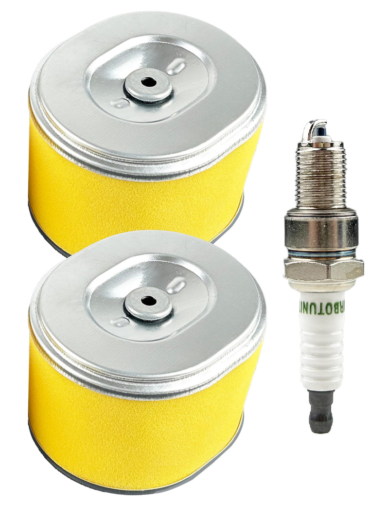 2 Pack of Air Filter Kits for Honda GX140 GX160 GX200 5hp 5.5hp 6.5hp Engine 17210-ZE1-505 17210-Z4M-821 17210-ZE1-822 with Spark Plug 2 pcs