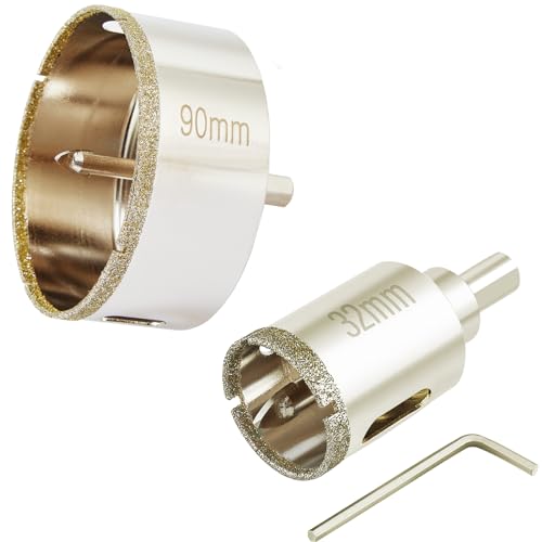 1 1/4 Inch Diamond Hole Saw + 3 1/2 Inch Hole Saw Diamond for Porcelain Tile, Stone, Ceramics Pot, Marble and Granite, Wet Use