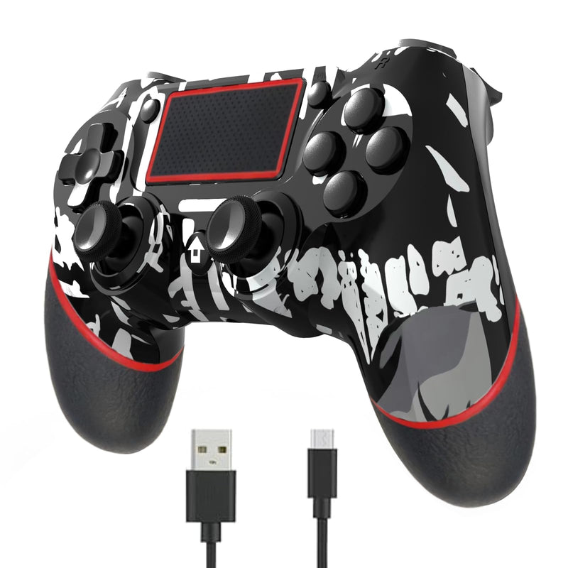 SZDILONG 【Upgraded Wireless Controller for Ps4 Gamepad Compatible with Ps4/Pro/Slim/Windows PC,Joystick for PS4 with Touchpad/Stereo Headphone Jack/Six-axis Motion Control/Charging Cable (SKULL) SKULL