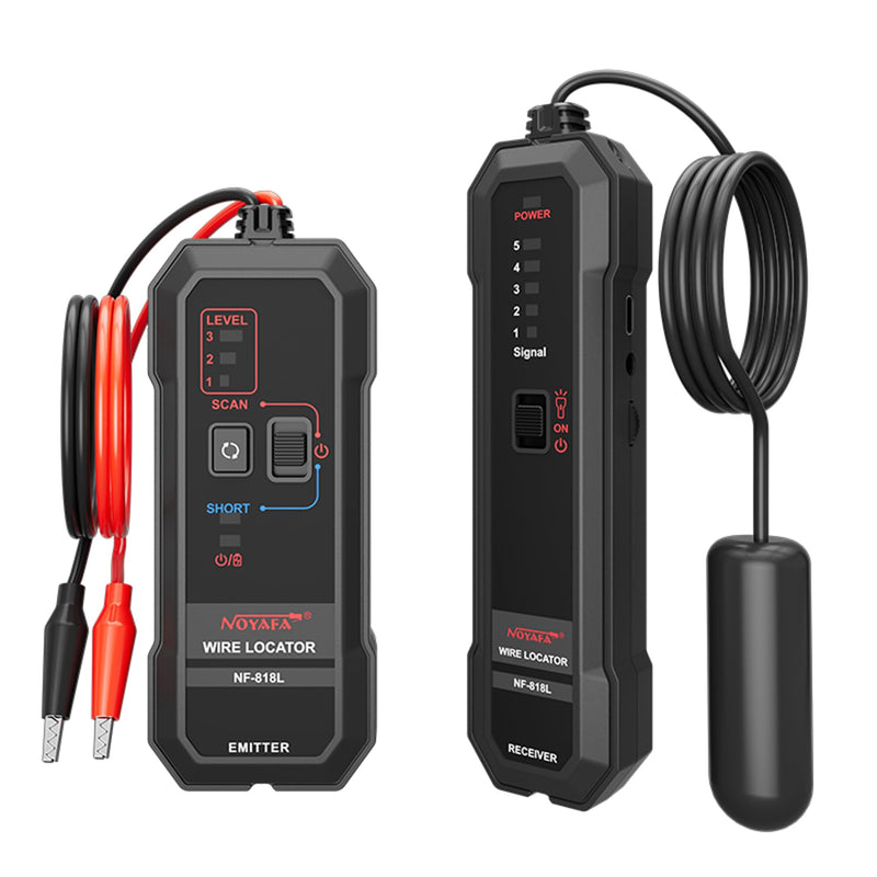 NOYAFA Underground Wire Locator - Cable & Wire Tracer for Buried, Wall & Hidden Wires, Pet Fence, Electrical & Irrigation, LED Flashlight, Rechargeable Battery, NF-818L