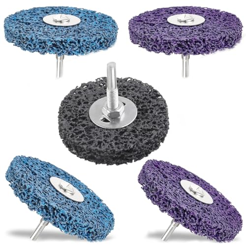 CSD Disc 100 mm, Pack of 5 CBS Sanding Disc, Coarse Cleaning Disc, Sanding Discs for Angle Grinders (2 Blue, 2 Purple, 1 Black) 2 Blue 2 Purple 1 Black