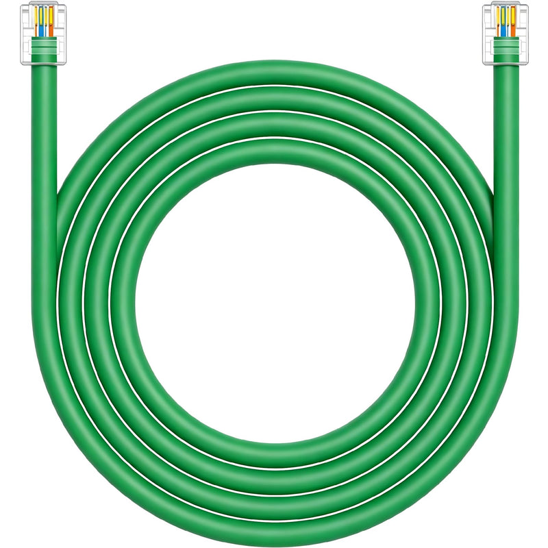 NECABLES CAT5E RJ11 Data Cable DSL Cable 50ft Heavy Duty High-Speed for DSL Modem UTP Compatible with ATT RJ11 6P4C Male to Male Green - 50 Feet