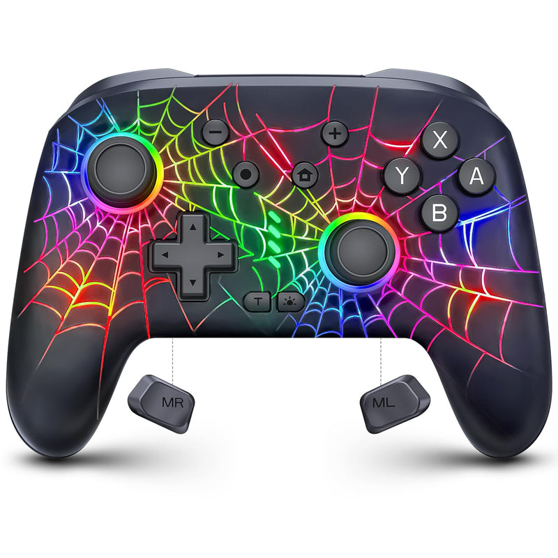 RJAD Switch Controllers for Nitendo Switch/OLED/Lite, Wireless Switch Pro Controller with 10 Colors Light, 1000mAh Rechargeable Switch Turbo Control with Vibration, 6-Axis Gyro, Turbo, Wake Up