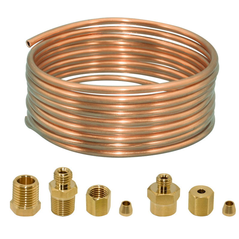 72'' Oil Pressure Gauge Tubing Kit, Set of Copper Tube and Threaded Parts, Universal Fit