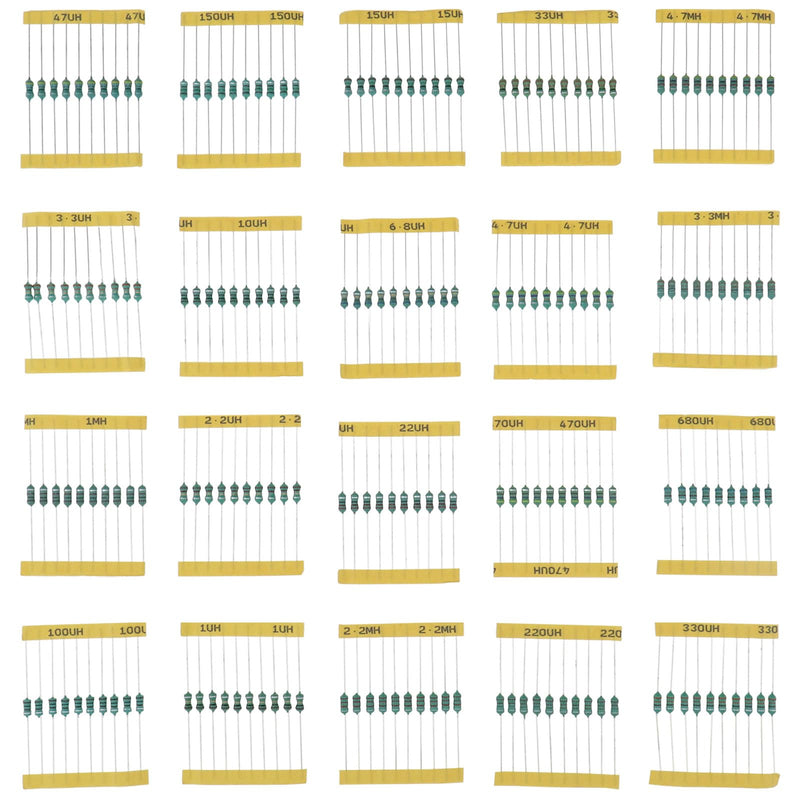200-Piece Inductor Assortment Set 1 UH - 4.7 MH 1/2 W Inline Inductor Colour Ring Inductance Assortment 10x20 Specifications in Plastic Boxes for Electrical Circuit Devices