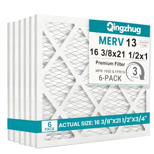 16 3/8x21 1/2x1 MERV 13 (6-Pack) Pleated Air Filter (Actual Size: 16 3/8"x21 1/2"x3/4") MPR 1900 & FPR 10, Furnace Air Filters 16 3/8x21 1/2x1 6-Pack