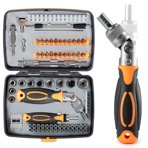 Ratcheting Screwdriver Set – 68-in-1 Compact Precision Tool Kit with Magnetic Bits, Mini Ratchet Screwdriver for Electronics, Home Repair
