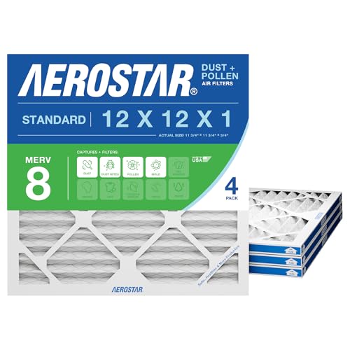 Aerostar 12x12x1 MERV 8 Pleated Air Filter, AC Furnace Air Filter, 4 Pack & Simply by MervFilters 14x20x1 Air Filter, MERV 8, MPR 600, AC Furnace Air Filter, 6 Pack
