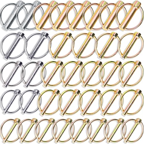 Wellmax 36 Pcs Linch Pin Assortment, 3/16 1/4 5/16 7/16 in,Zinc-Plated Kit