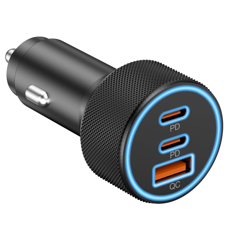USB C Car Charger, 3-Port 67W Dual USB-C & USB-A Car Power Adapter PD/QC Fast Charging Cigarette Lighter for iPhone 15/14/13/12/11/Pro Max, iPad, Samsung Galaxy S24/S23/S22/S21, Google Pixel, Android