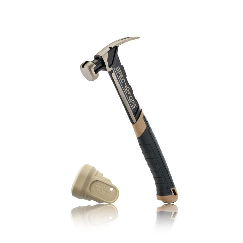 Spec Ops Tools Nailing Hammer, 16 Oz, Rip Claw, Smooth Face, Shock-Absorbing Grip, 3% Donated to Veterans 16 Oz Nailing Hammer with Mallet Cap