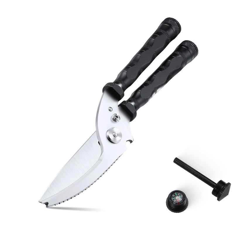DRAGON RIOT Heavy Duty Kitchen Scissors - Sharp Scissors for Cutting Chicken, Poultry, Turkey, Meat - Stainless Food Kitchen Shears for Professionals (Black) Black
