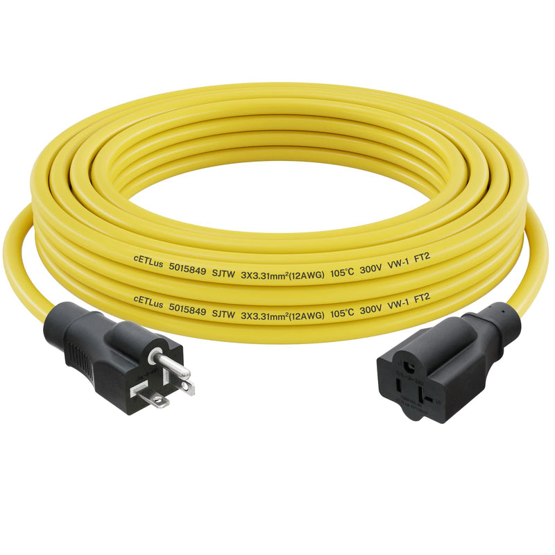 FIRMERST 20 Amp 12 Gauge 50 Feet 125 Volt Outdoor Extension Cord NEMA 5-20P to 5-15/20R (T-Blade Outlet)