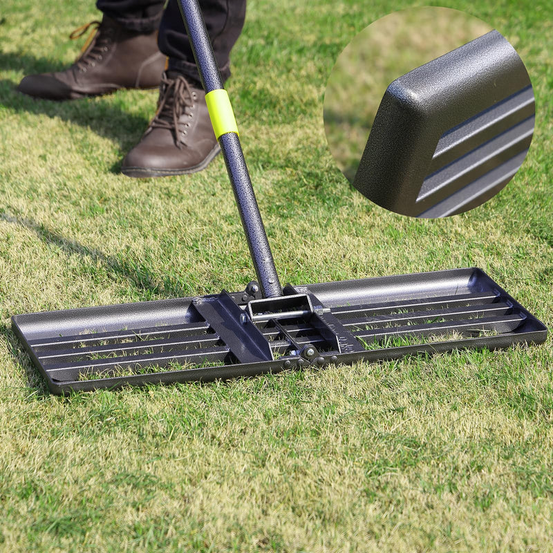 Lawn Leveling Rake, Heavy Duty Levelawn Tool for Garden Level Soil or Dirt Ground Surfaces Easily, 26” x 10” Ground Plate, Steel Handle Length is 65 inch