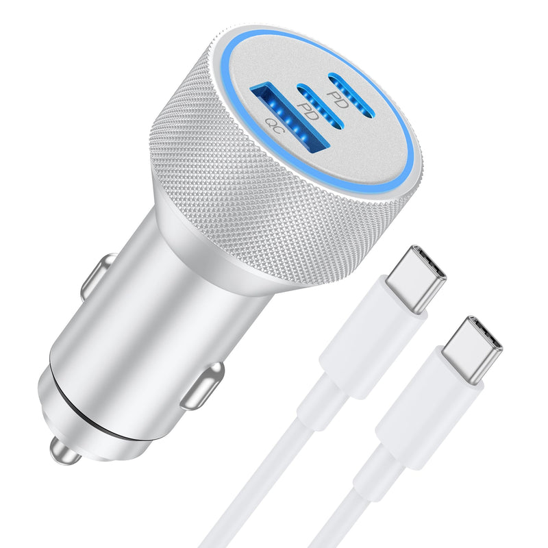iPhone 15/15 Pro Max Car Charger, 67W 3-Port Fast USB C Car Charger Power Cigarette Lighter Adapter with 3FT USB C to C Cable for iPhone 15/15 Plus/15 Pro Max, iPad Pro/Air/Mini, AirPods Pro