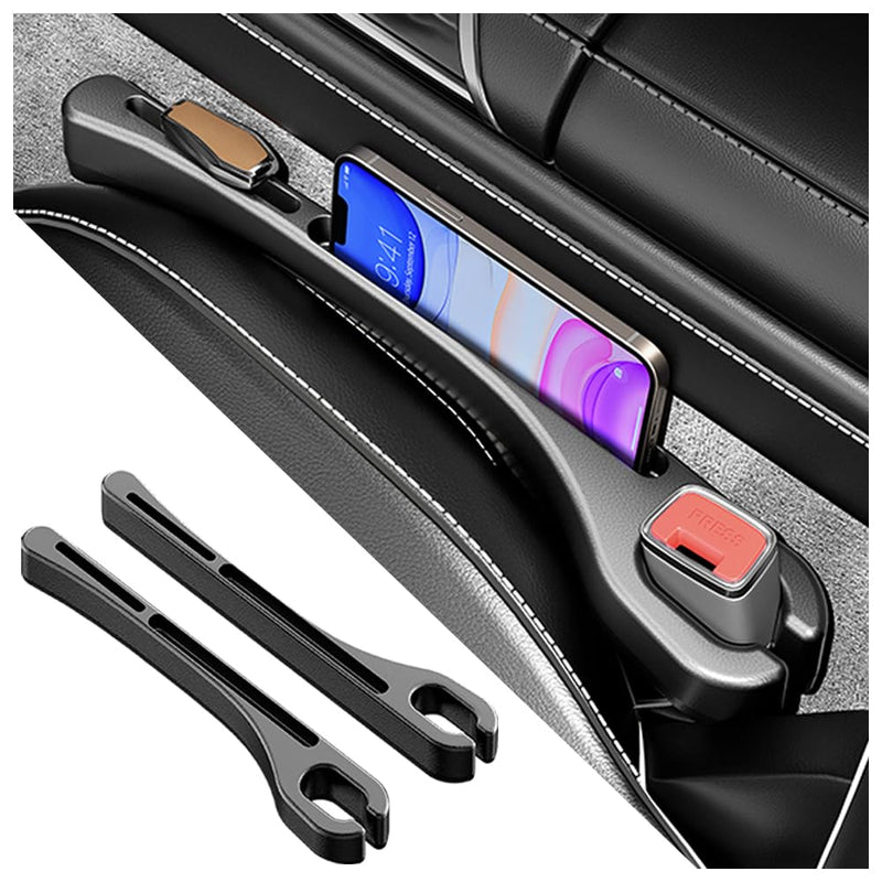 2PCS Car Seat Gap Filler Organizer with Phone Holder,[Upgrade Version] Car Seat Gap Organizer for Prevent Falling,Essential Car Accessories Car Side Seat Gap Filler (Black) Black