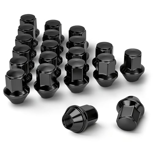Dynofit 14x1.5 Wheel Lug Nuts Compatible with Ford Lincoln Mustang Explorer Edge, 20PCS M14x1.5 OEM Black Lug Nuts 1.5"H 13/16" Hex for Fusion Maverick Aviator MKX, Replace OE#ACPZ-1012-D|ACPZ-1012-M M14x1.5,1.5",Ford