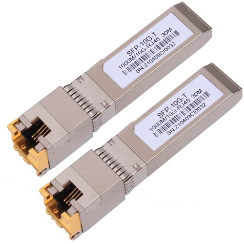 2 pieces 1.25/2.5/5/10G SFP+ RJ45 copper module - up to 30 m with CAT.6a/7 compatibility for Cisco, Ubiquiti, Netgear, D-Link, Supermicro, TP-Link, Mikrotik, Unifi and more, SFP 10GBase-T transceiver 2 Stück 10Gb SFP to RJ45 modul
