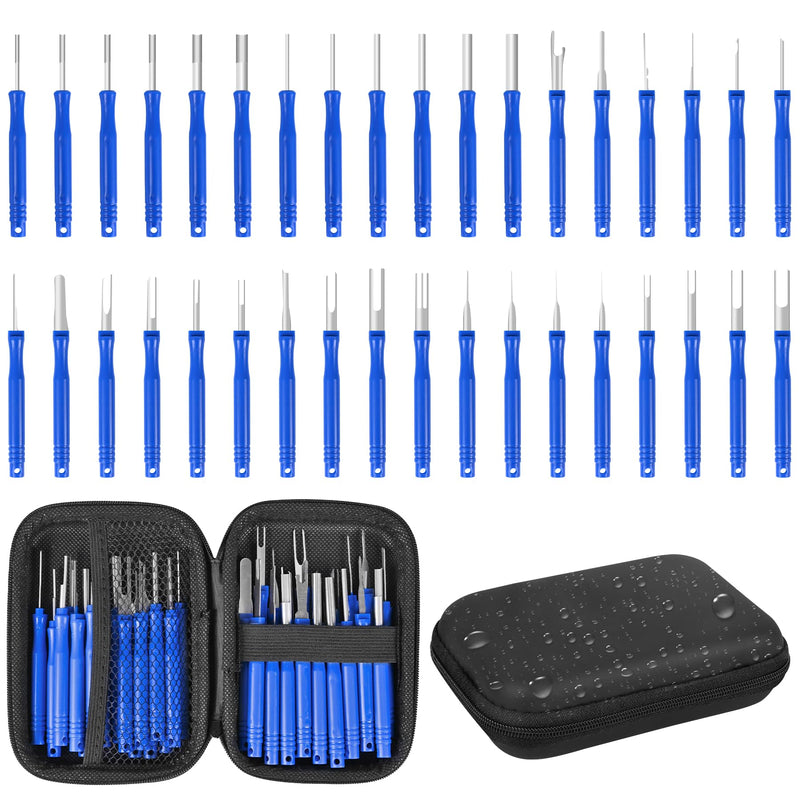 Terminal Removal Tool Kit 36 Pcs Depinning Tool Electrical Connector Pin Removal Tool Kit Pin Extractor Tool Set Wire Terminal Release Tool for Automotive Car Household Devices - Blue 36PCS