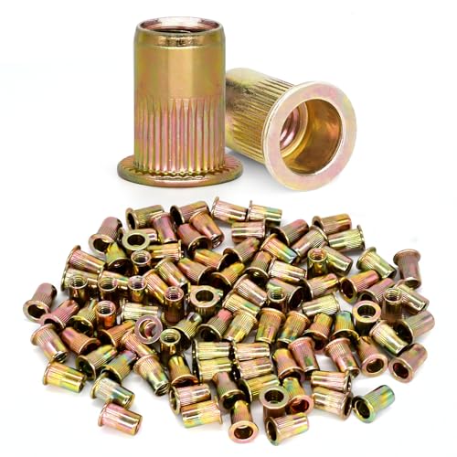 Trivd Frol 400PCS 1/4"-20 Rivet Nuts, Carbon Steel UNC Flat Head Rivets 400PCS (1/4''-20)