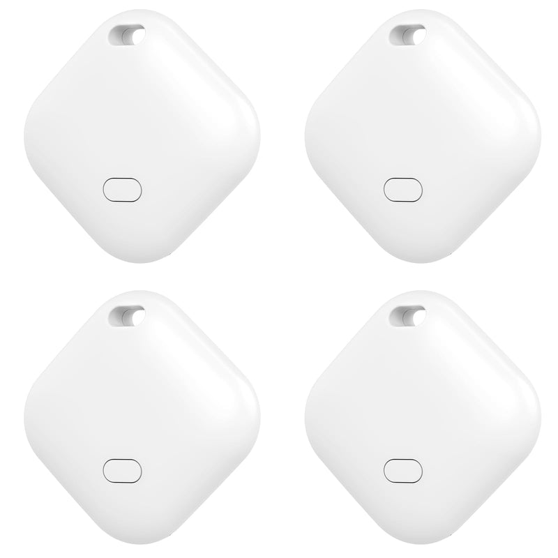 Key Finder, Luggage Tracker Works with Apple Find My (iOS only), Replaceable Battery, Water-Resistant, Bluetooth Item Finder for Wallet, Bags, Suitcase, Pets & Backpack, 4 Pack White