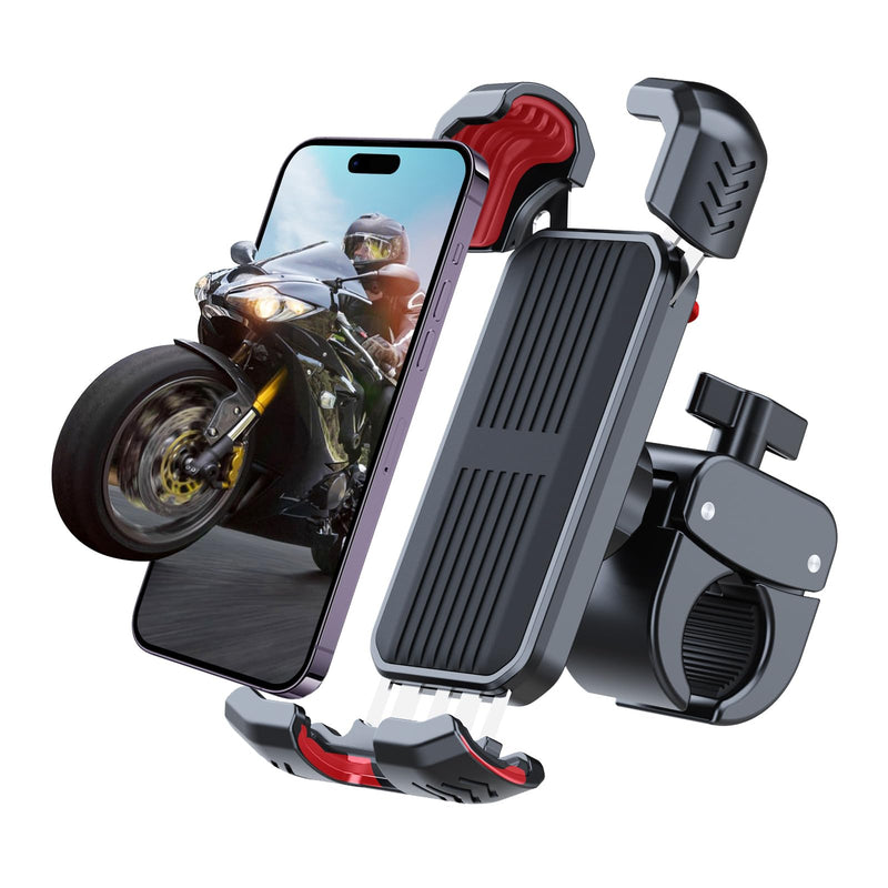 Bike Phone Holder, Moman PME1 Universal Motorcycle Phone Mount 360° Rotatable with Quick Release Handlebar Clamp Compatible with iPhone Samsung 4.5”-7.0” Phone, Motorcycle-Phone-Holder-Motorbike-Mount