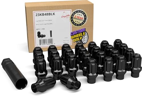 Wheel Accessories Parts 27 Pcs M14x1.5 14x1.5 Thread ET Bulge Acorn 1.80" Long Spline Lug Nuts Black Truck Spline Hex Fits Ford Bronco Raptor (for use with Wheels Spacers)