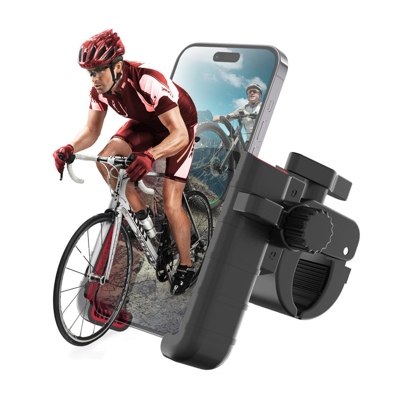 Moman Bike Phone Holder, PMS1 Universal Motorcycle Phone Mount【Unobstructed Lens】 360° Rotatable Quick Release Compatible with iPhone Samsung 4.5”-7.0” Phone, Motorcycle-Phone-Holder-Motorbike-Mount