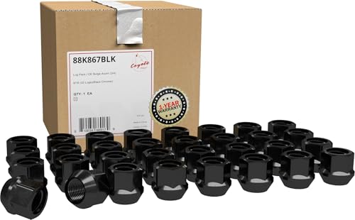 Wheel Accessories Parts 32 Pcs 9/16"-18 Thread Open End Bulge Acorn 21mm 0.84" Long Lug Nuts Black 3/4" 19mm Hex Fits Ram 2500 3500 ｜ Chevrolet GMC C2500 C3500 3/4 Hex Open