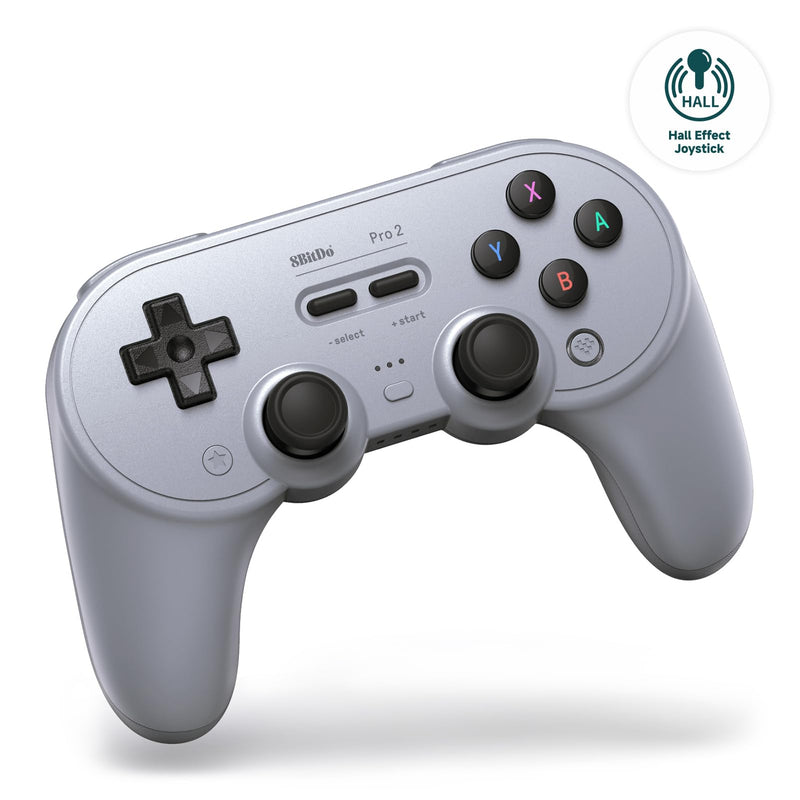 8Bitdo Pro 2 Bluetooth Controller for Switch, Hall Effect Joystick Update, Wireless Gaming Controller for Switch, PC, Android, and Steam Deck & Apple (Gray Edition) Gray Edition