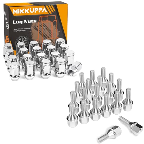 MIKKUPPA M12X1.25 Lug Nuts & Lug Blots 20pcs Chrome Closed End Lug Nuts Lug Blots
