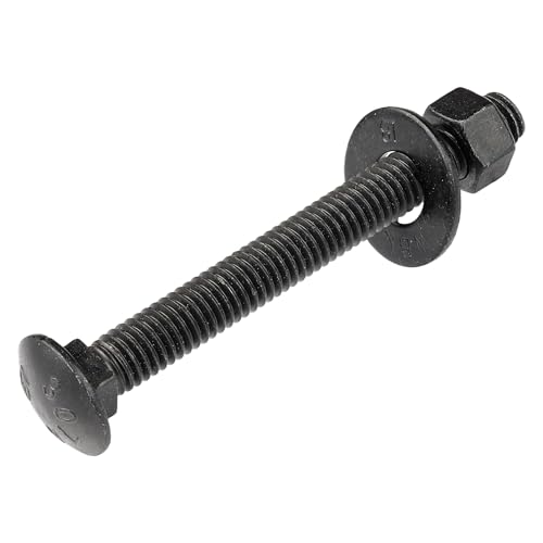 3/8" x 3" (25 Pack) Black Carriage Bolt Kit, Grade 307A, Ceramic Coated for Exterior Use, 2X Rust Resistance of Galvanized by Makers Bolt 3/8 x 3